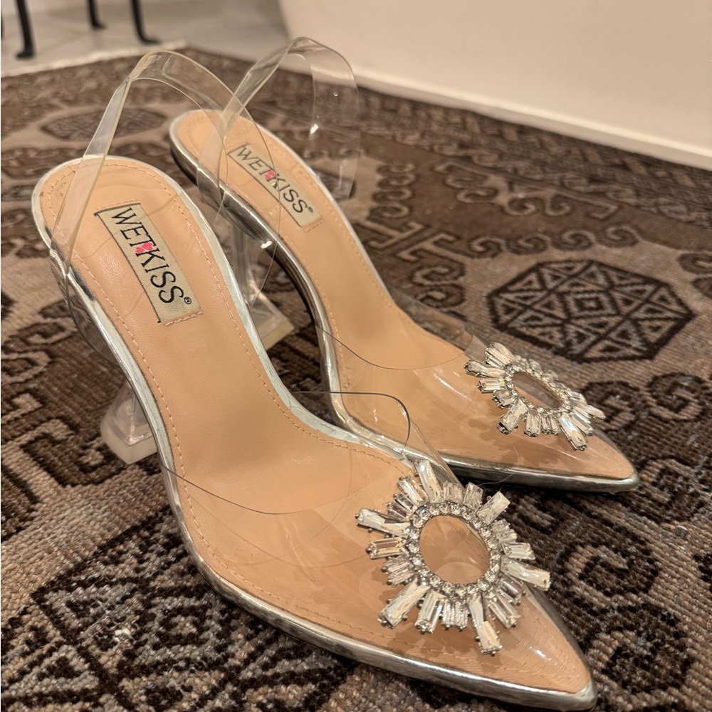Clear Heels with Crystal Embellishment